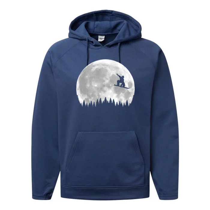 Snow Boarding Moon Cool Sport Hobby Performance Fleece Hoodie