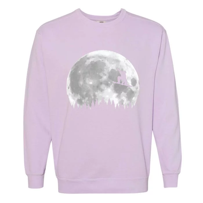 Snow Boarding Moon Cool Sport Hobby Garment-Dyed Sweatshirt