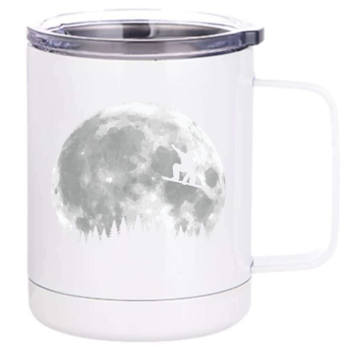 Snow Boarding Moon Cool Sport Hobby Front & Back 12oz Stainless Steel Tumbler Cup