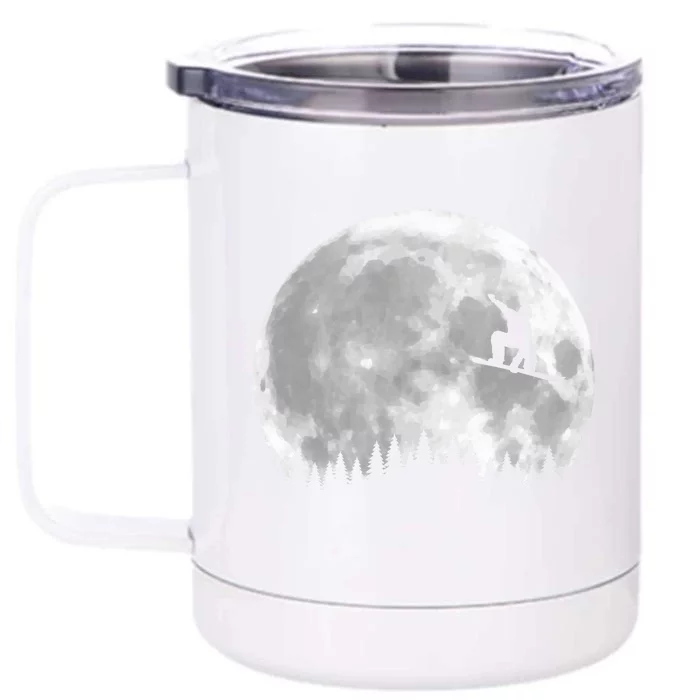 Snow Boarding Moon Cool Sport Hobby Front & Back 12oz Stainless Steel Tumbler Cup