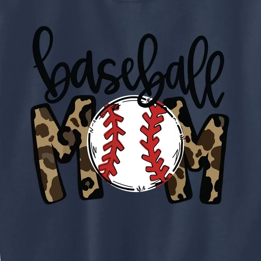 Softball Baseball Mom Leopard Tee Mother's Day Kids Sweatshirt