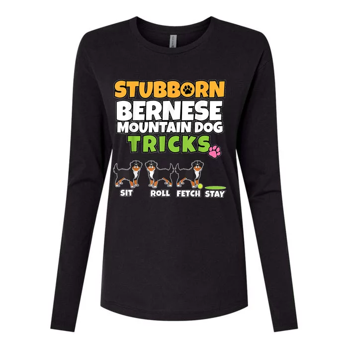 Stubborn Bernese Mountain Dog Tricks I Bernese Mountain Dog Womens Cotton Relaxed Long Sleeve T-Shirt