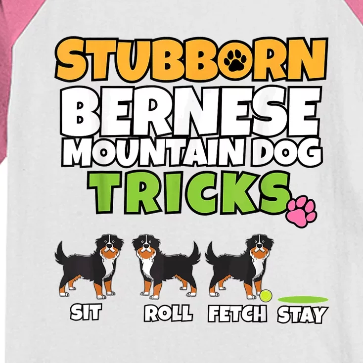 Stubborn Bernese Mountain Dog Tricks I Bernese Mountain Dog Kids Colorblock Raglan Jersey