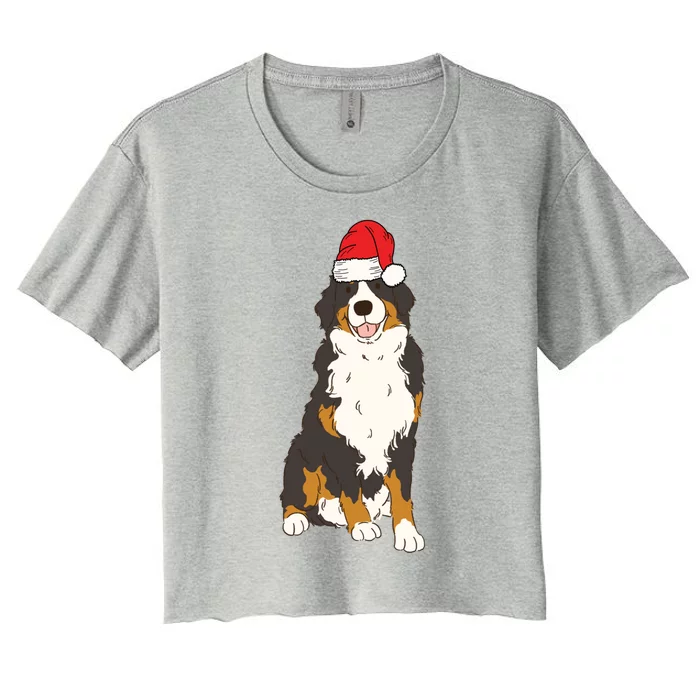 Santa Bernese Mountain Dog Winter Christmas Dog Mom Holiday Great Gift Women's Crop Top Tee