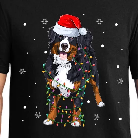 Santa Bernese Mountain Dog Xmas Tree Light Merry Christmas Great Gift Pajama Set