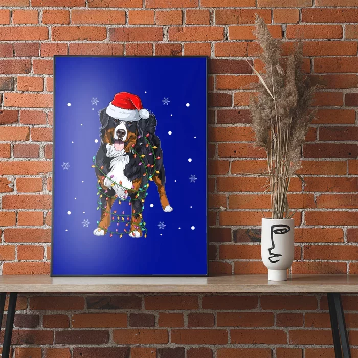 Santa Bernese Mountain Dog Xmas Tree Light Merry Christmas Great Gift Poster