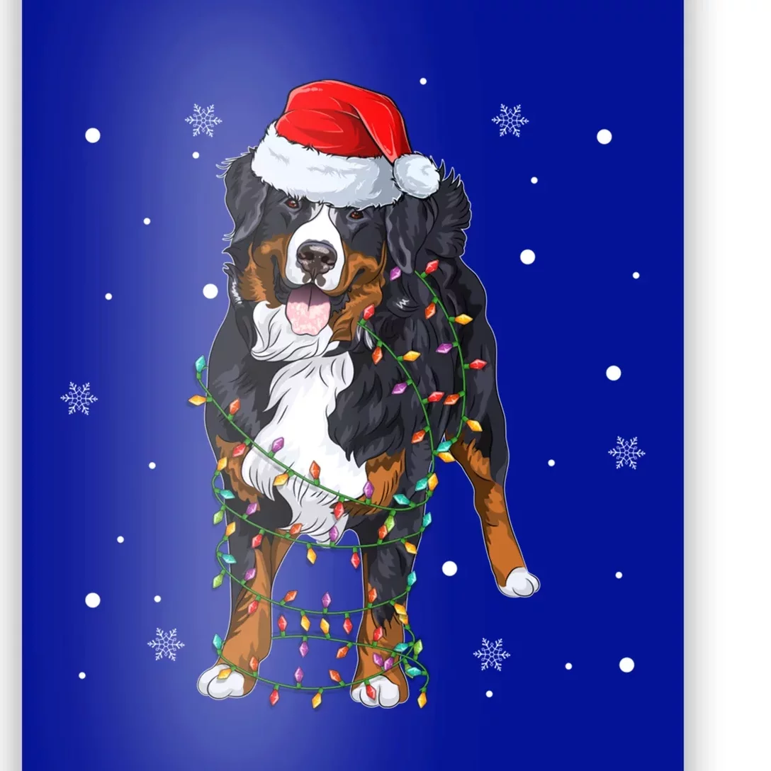 Santa Bernese Mountain Dog Xmas Tree Light Merry Christmas Great Gift Poster