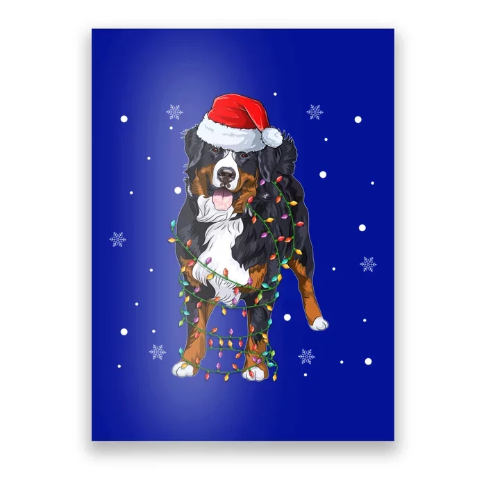 Santa Bernese Mountain Dog Xmas Tree Light Merry Christmas Great Gift Poster