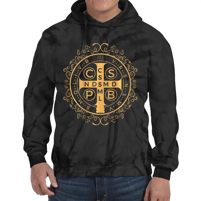 Saint Benedict Medal Catholic Print Tie Dye Hoodie