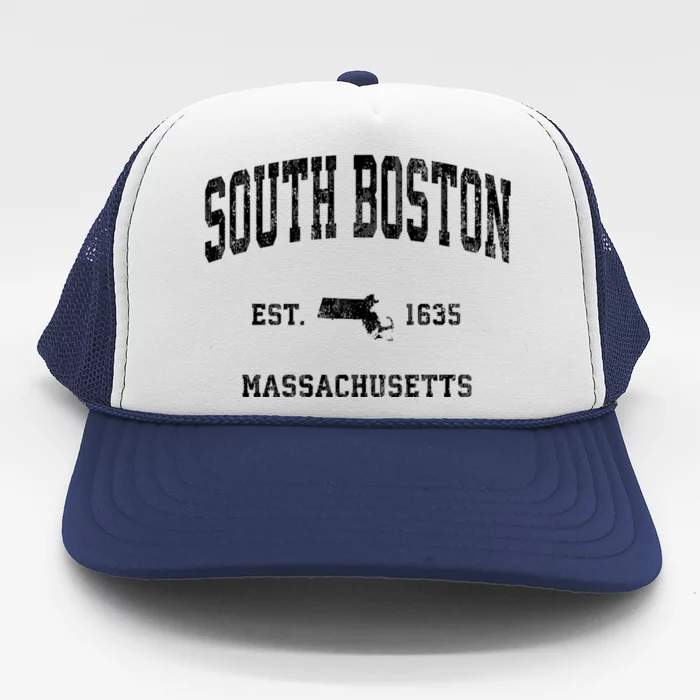 South Boston Massachusetts Ma Vintage Established Athletic Sports Trucker Hat