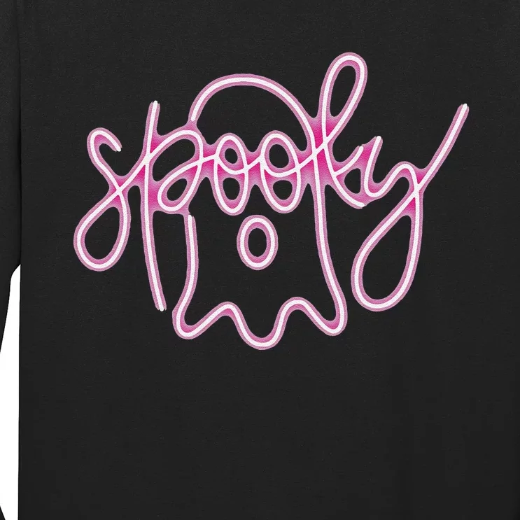 Spooky Boo Neon Halloween Ghost Spooky Season Long Sleeve Shirt