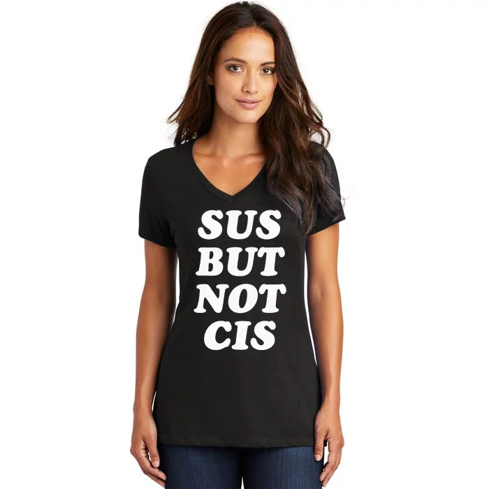 Sus But Not Cis Nonbinary GenderFluid Gender Nonconforming Women's V-Neck T-Shirt