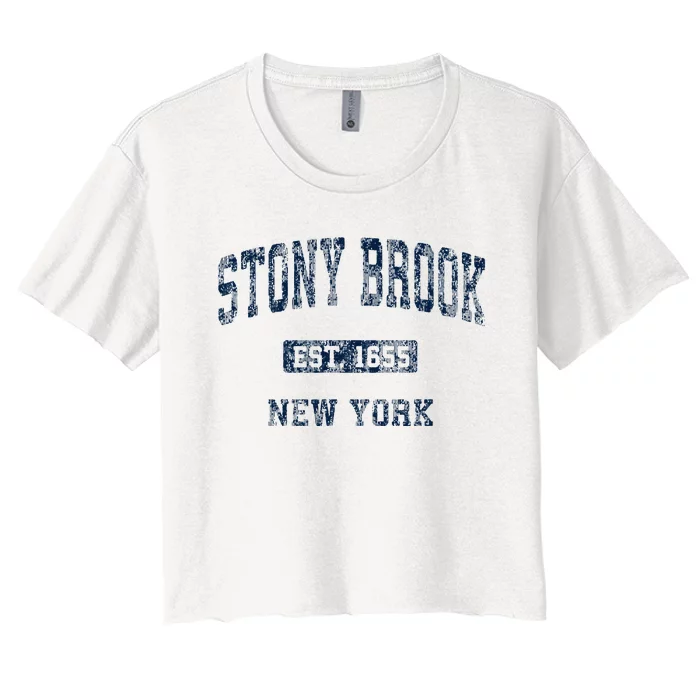 Stony Brook New York Ny Vintage Athletic Women's Crop Top Tee