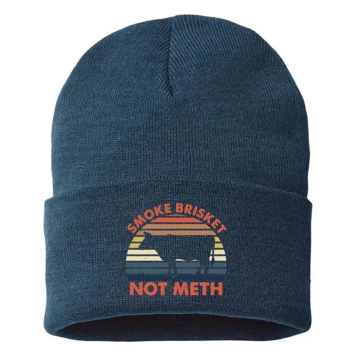 SMOKE BRISKET NOT METH Funny BBQ Barbecue Grill Meat Smoking Sustainable Knit Beanie