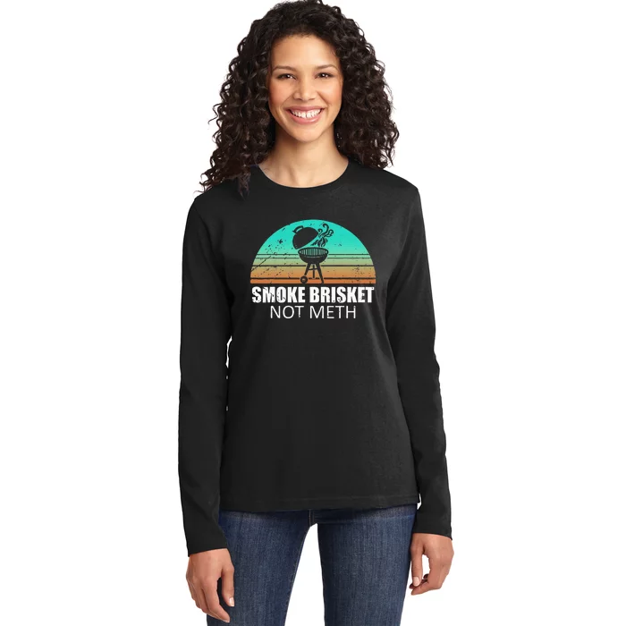 Smoke Brisket Not Mesh Crack Grilling Smoking Father Ladies Long Sleeve Shirt