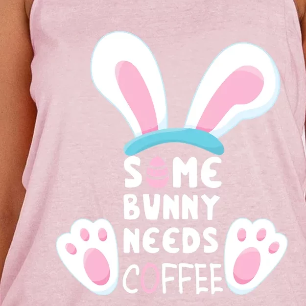 Some Bunny Needs Coffee Great Gift Rabbit Funny Easter Cute Gift Women's Knotted Racerback Tank