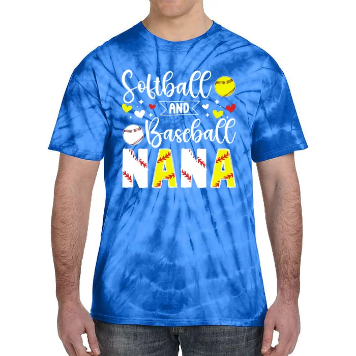 Softball Baseball Nana Grandma Baseball Softball Nana Gift Tie-Dye T-Shirt