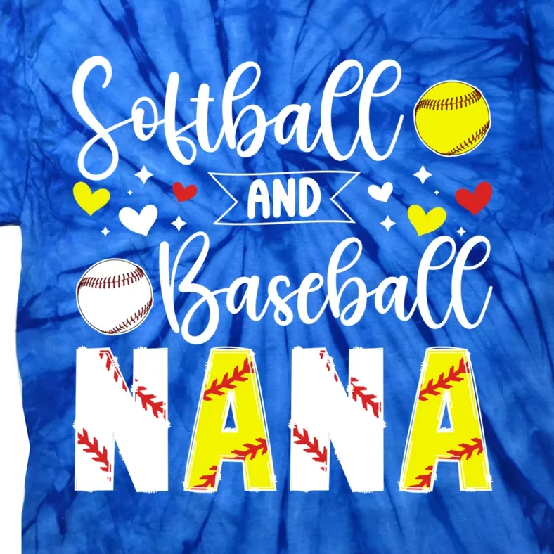 Softball Baseball Nana Grandma Baseball Softball Nana Gift Tie-Dye T-Shirt