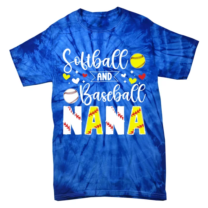 Softball Baseball Nana Grandma Baseball Softball Nana Gift Tie-Dye T-Shirt