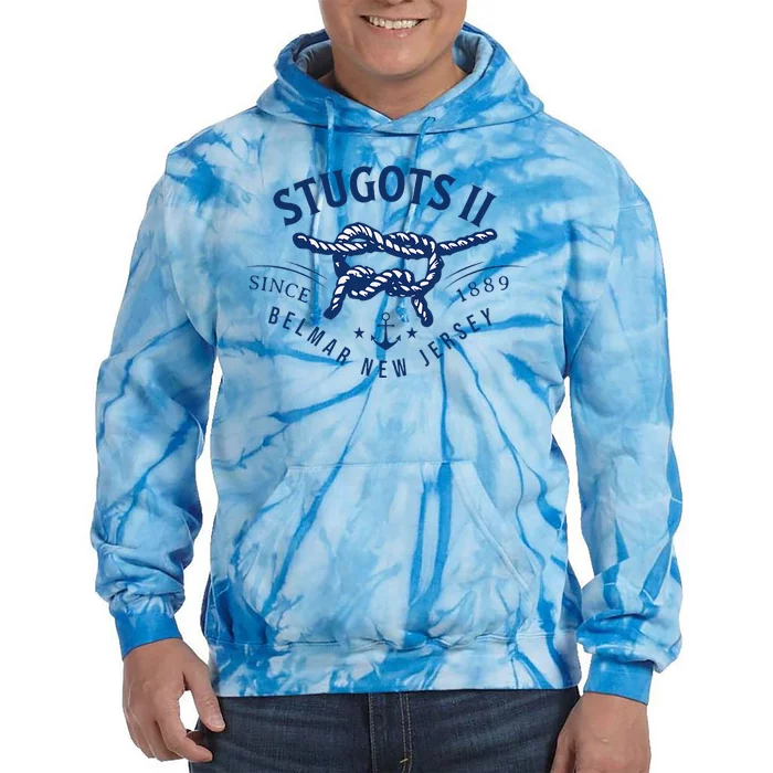 Stugots Belmar Nj Rope Retro Sarcastic Funny Boating Tie Dye Hoodie