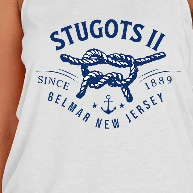 Stugots Belmar Nj Rope Retro Sarcastic Funny Boating Women's Knotted Racerback Tank