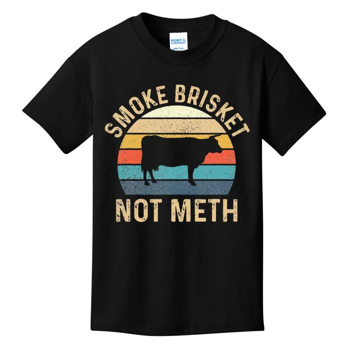 Smoke Brisket Not Meth Pitmaster BBQ Lover Smoker Grilling Kids T-Shirt