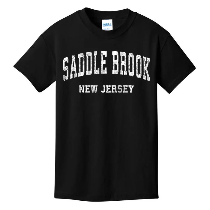 Saddle Brook New Jersey Nj Vintage Varsity Sports Established Kids T-Shirt