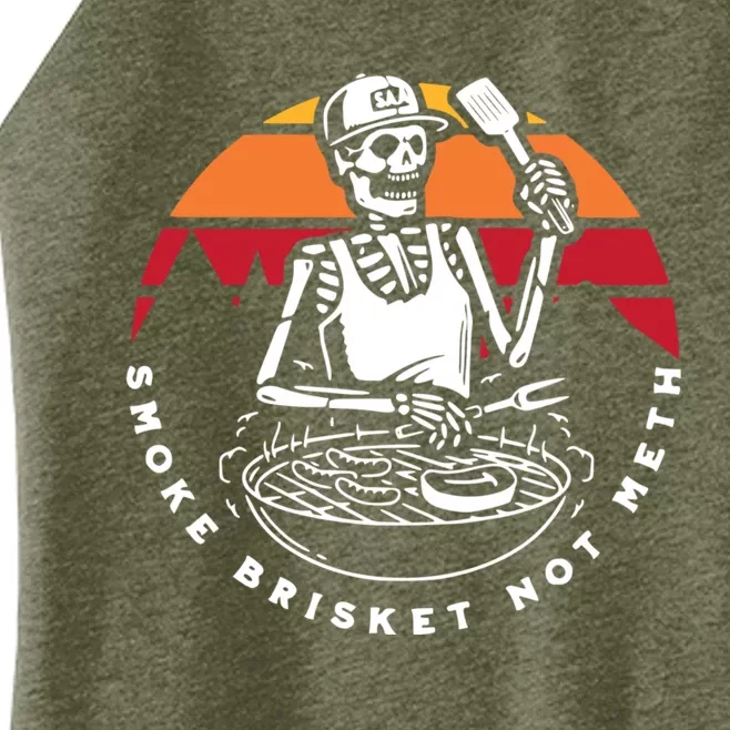 Smoke Brisket Not Meth Bbq Skeleton Grilling Master Women’s Perfect Tri Rocker Tank