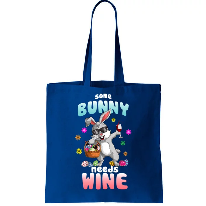 Some Bunny Needs Wine Dabbing Rabbit Happy Easter Day Gift Tote Bag