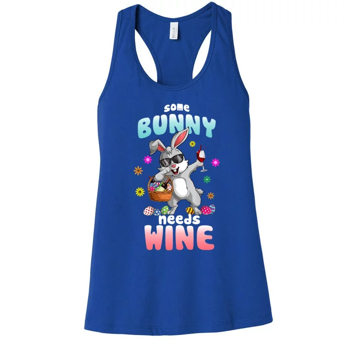 Some Bunny Needs Wine Dabbing Rabbit Happy Easter Day Gift Women's Racerback Tank