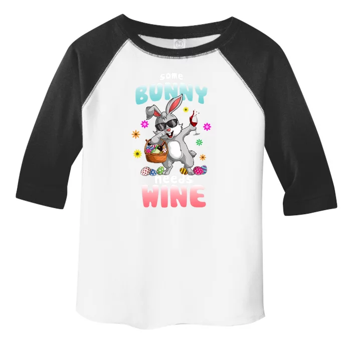 Some Bunny Needs Wine Dabbing Rabbit Happy Easter Day Gift Toddler Fine Jersey T-Shirt