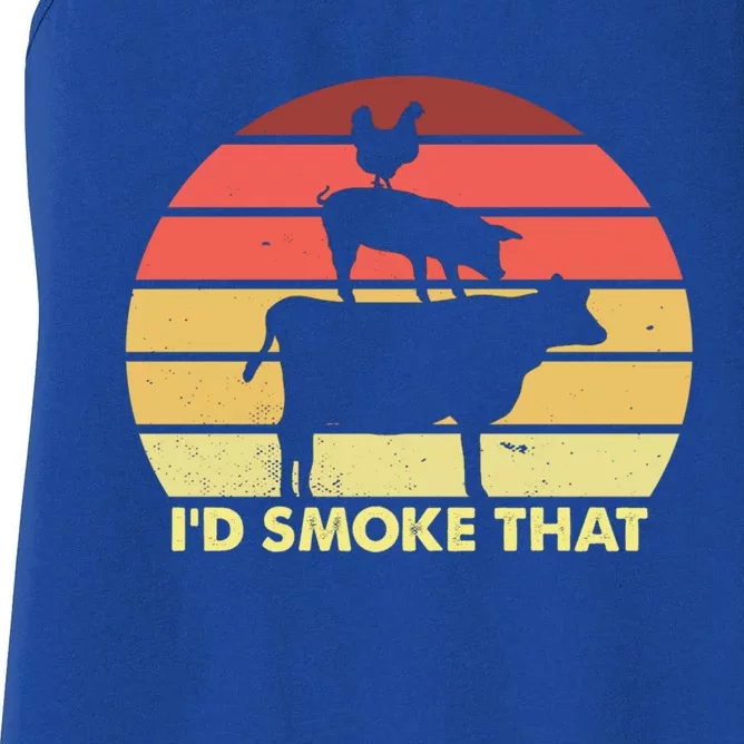 Smoke Brisket Not Meth Grilling Grill Master Barbecue Bbq Gift Women's Racerback Tank