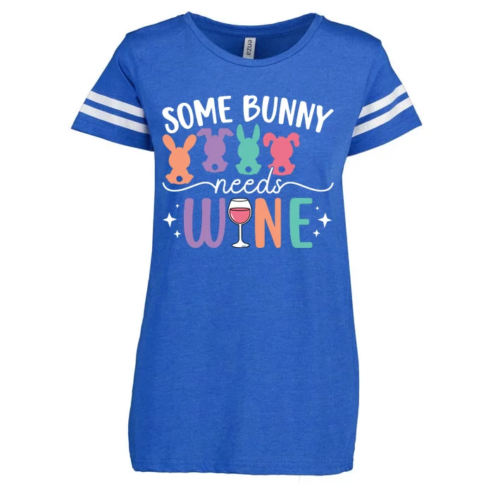 Some Bunny Needs Wine Funny Wine Drinking Bunny Easter Day Enza Ladies Jersey Football T-Shirt