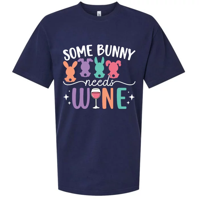 Some Bunny Needs Wine Funny Wine Drinking Bunny Easter Day Sueded Cloud Jersey T-Shirt