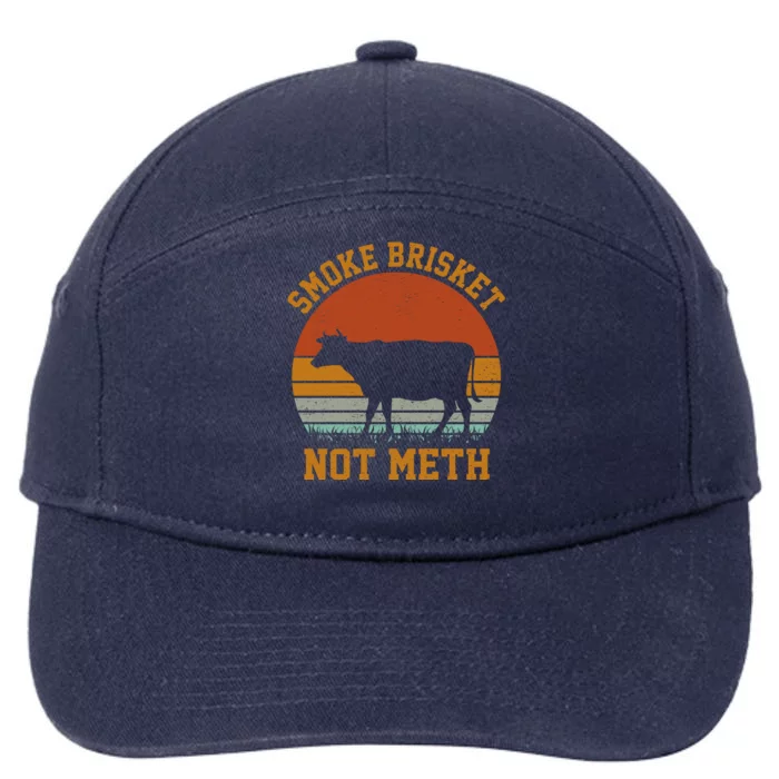 Smoke Brisket Not Meth Vintage Funny Bbq 7-Panel Snapback Hat