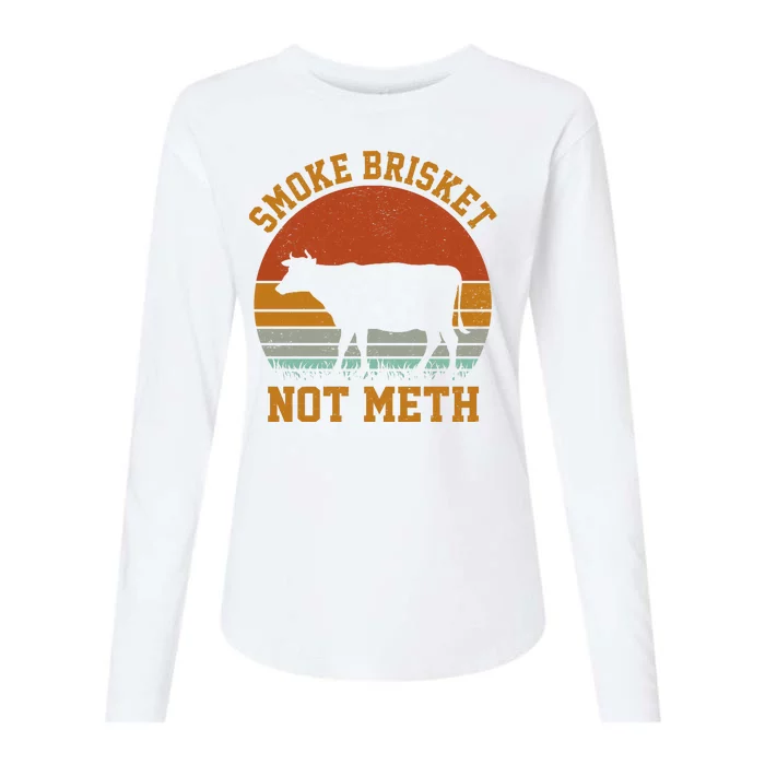 Smoke Brisket Not Meth Vintage Funny Bbq Womens Cotton Relaxed Long Sleeve T-Shirt