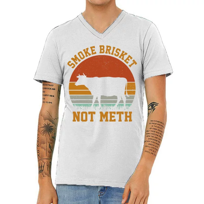 Smoke Brisket Not Meth Vintage Funny Bbq V-Neck T-Shirt