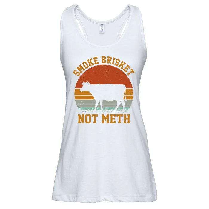 Smoke Brisket Not Meth Vintage Funny Bbq Ladies Essential Flowy Tank