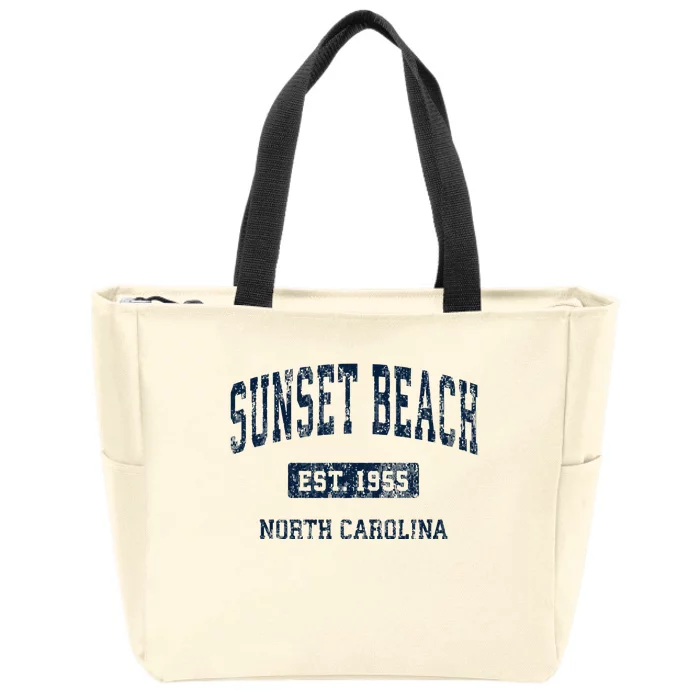 Sunset Beach North Carolina Nc Vintage Athletic Zip Tote Bag