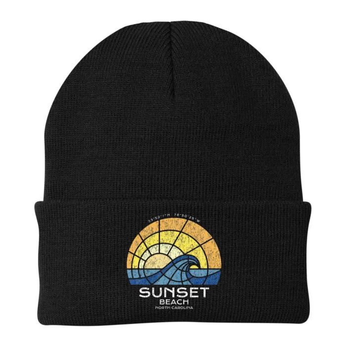 Sunset Beach Nc Vacationing Stained Glass Waves Knit Cap Winter Beanie