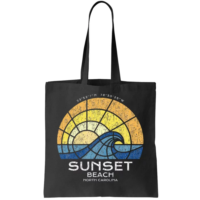 Sunset Beach Nc Vacationing Stained Glass Waves Tote Bag