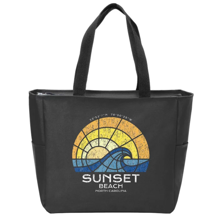 Sunset Beach Nc Vacationing Stained Glass Waves Zip Tote Bag