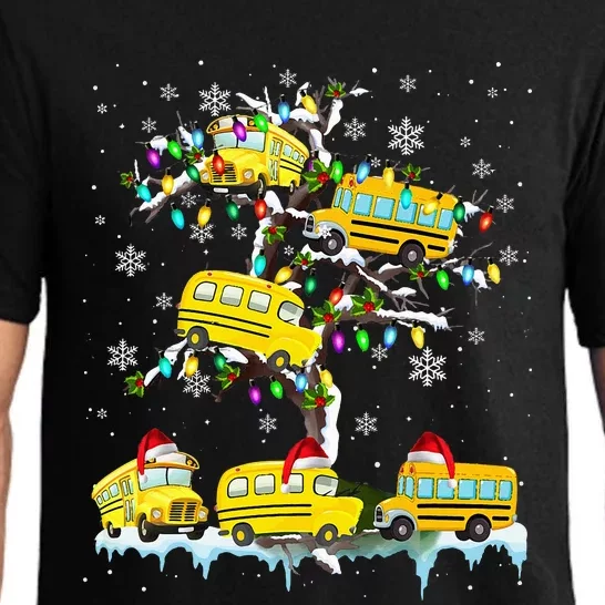 School Bus On Xmas Tree Christmas Santa School Bus Driver Pajama Set