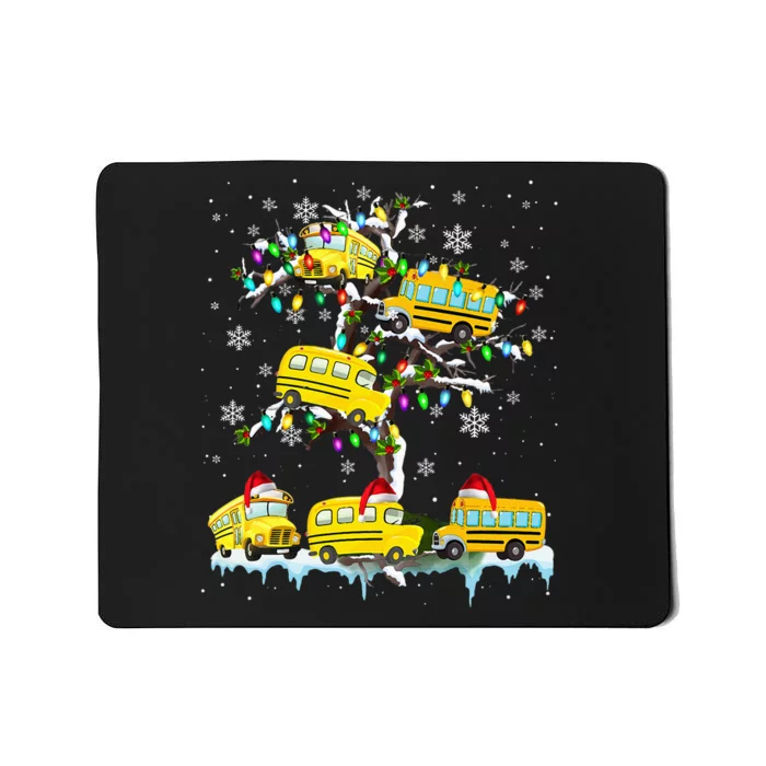 School Bus On Xmas Tree Christmas Santa School Bus Driver Mousepad