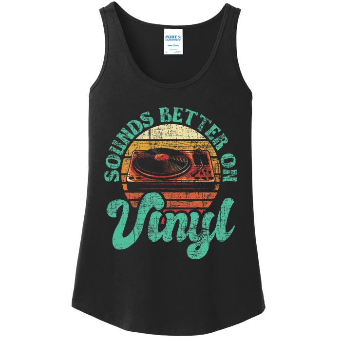 Sounds Better On Vinyl Music Lover Disc Records Collector Ladies Essential Tank