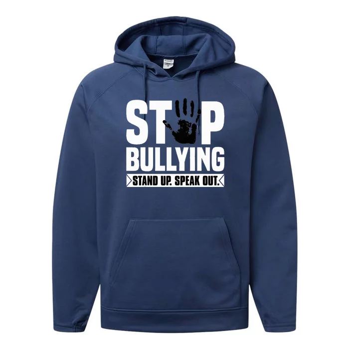 Stop Bullying Orange Stand Up Speak Out Unity Day Performance Fleece Hoodie