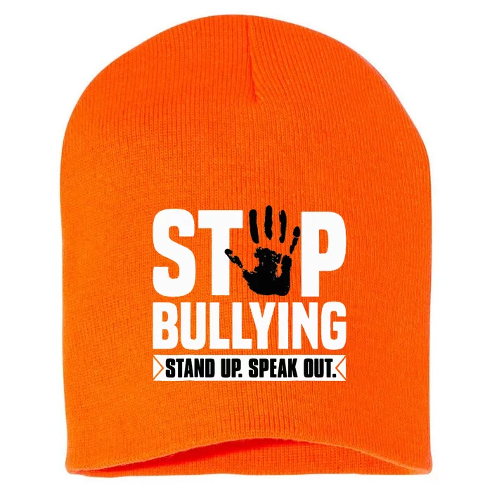 Stop Bullying Orange Stand Up Speak Out Unity Day Short Acrylic Beanie