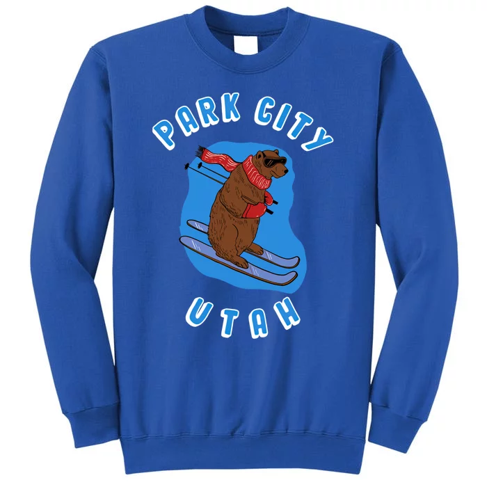 Skiing Bear On Ski Slope Funny Park City Utah Souvenir Gift Sweatshirt