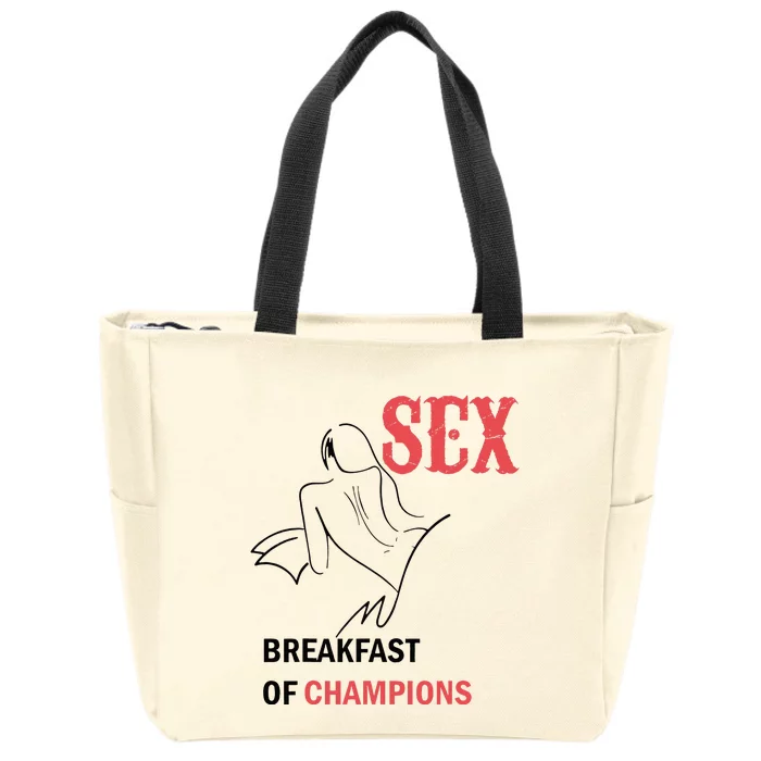 Sex Breakfast Of Champions Naughty Zip Tote Bag