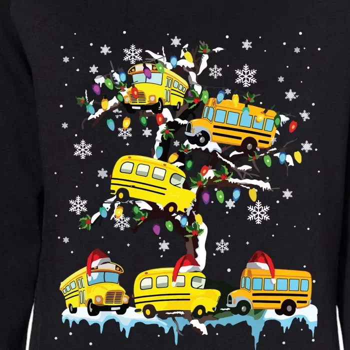 School Bus On Xmas Tree Christmas Santa School Bus Driver Womens California Wash Sweatshirt